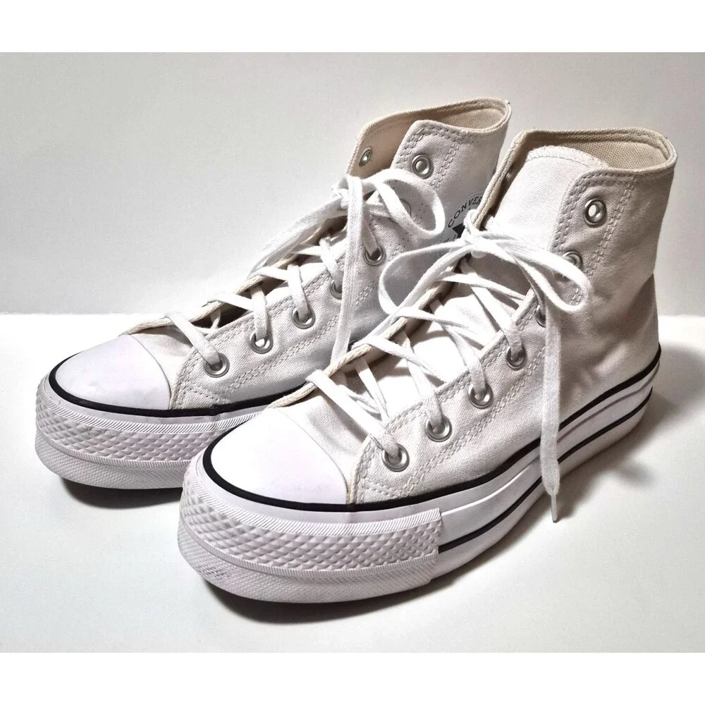 Converse Women's Chuck Taylor White Platform High Tops Athletic Canvas Shoes 8